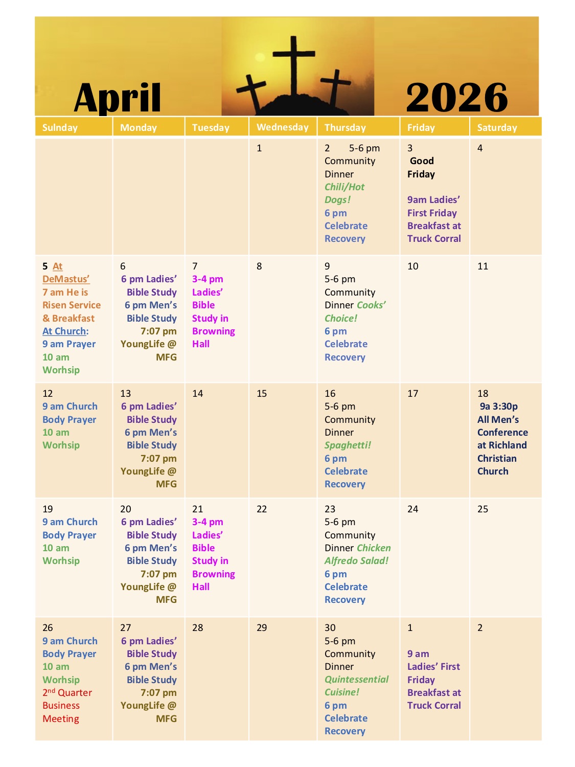 Calendar of Events