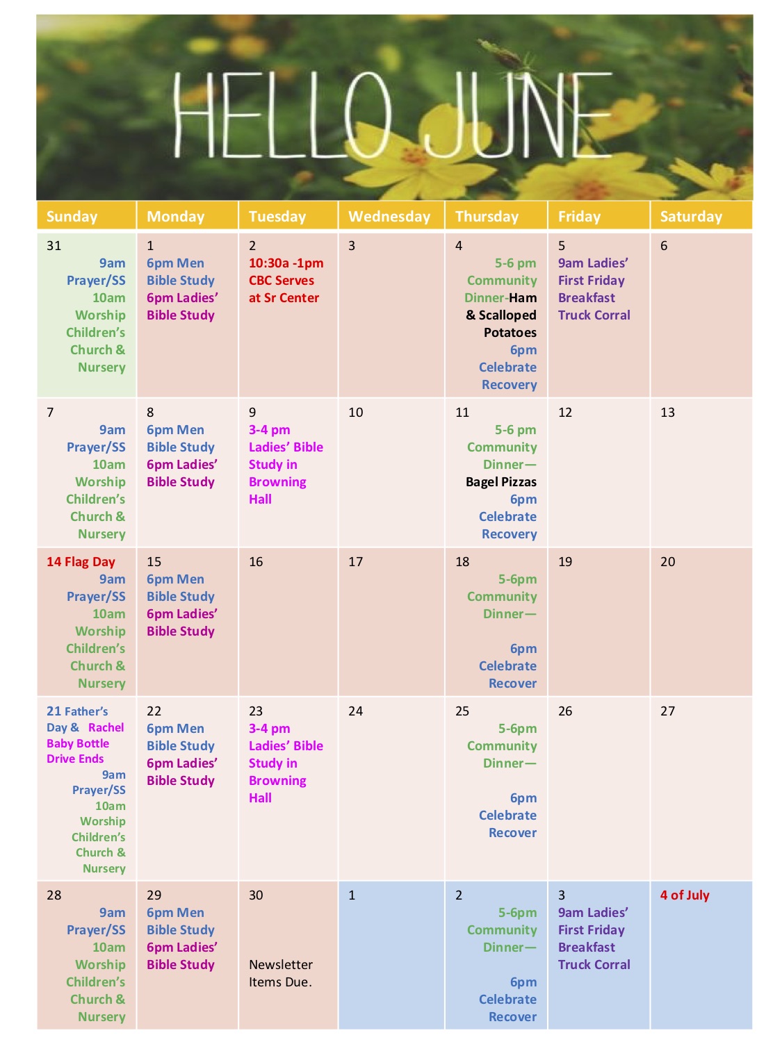 Calendar of Events